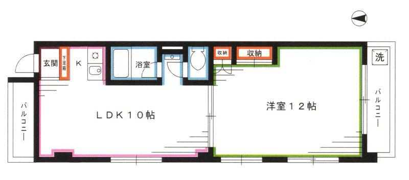 ゆうでん21(1LDK/3階)の間取り写真