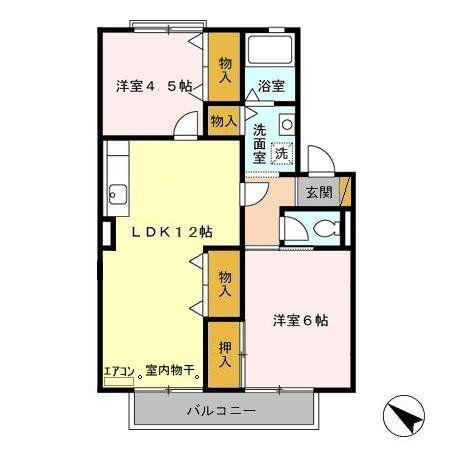 パレドリュンヌ(2LDK/1階)の間取り写真