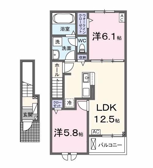 エス ウィステリア I(2LDK/2階)の間取り写真