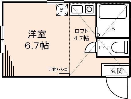 東寺尾マスカルポーネ(ワンルーム/1階)の間取り写真
