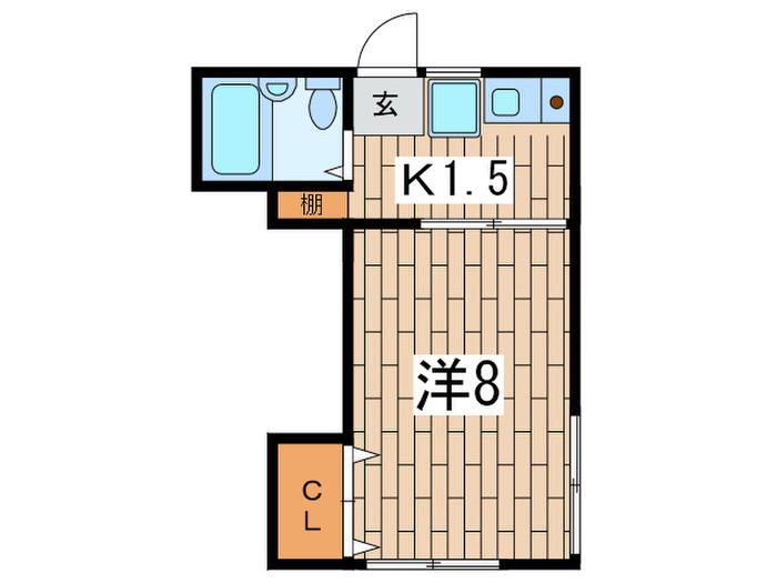 ハイツ横浜(1K/2階)の間取り写真