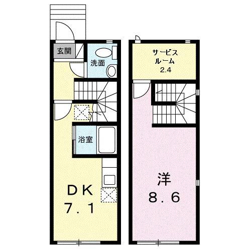 ルミエールキューブ B棟(1DK/1階)の間取り写真