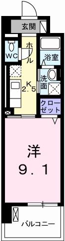 クレール姫路(1K/3階)の間取り写真