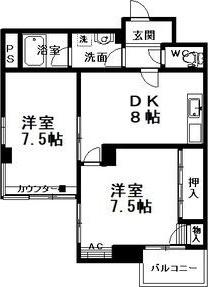 ACCESSSTREET(2DK/3階)の間取り写真
