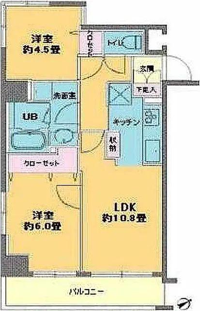 カスタリア浅草橋(2LDK/5階)の間取り写真