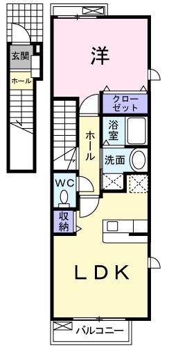 TRAINVIEW中庄(1LDK/2階)の間取り写真
