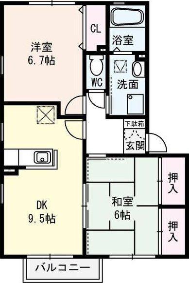 エムエム千里山西(2DK/2階)の間取り写真