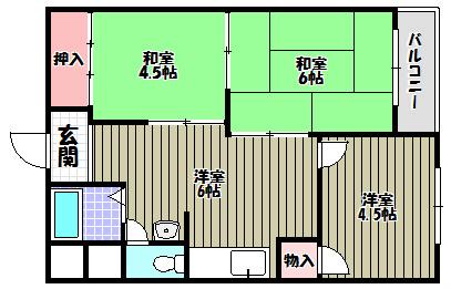 泉ヶ丘コーポラス(3DK/1階)の間取り写真