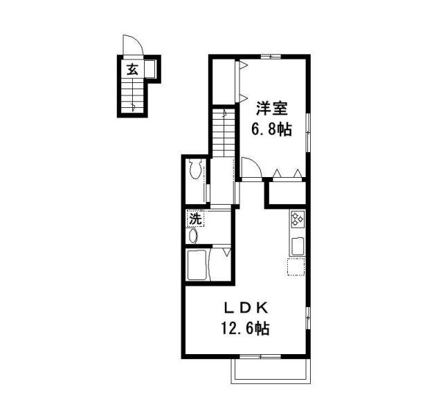 カーサユーアイ(1LDK/2階)の間取り写真