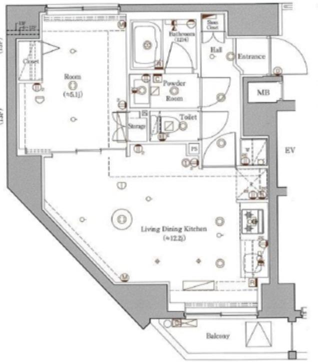GENOVIA新御徒町SKYGARDEN(1LDK/13階)の間取り写真