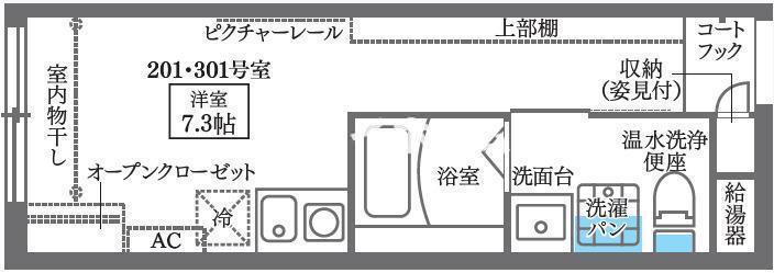 ここキューブ東蒲田(1K/2階)の間取り写真