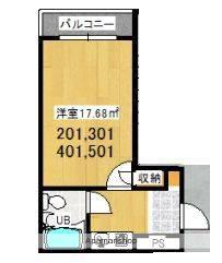 プレアール堺東III(1K/3階)の間取り写真