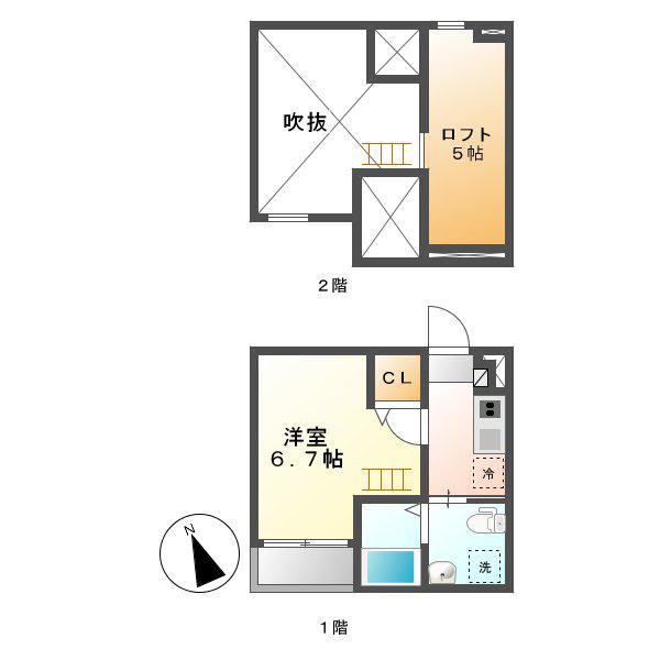 アルモ四女子(1K/1階)の間取り写真