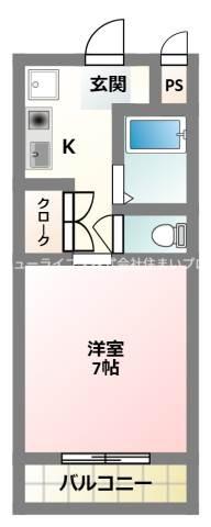 スカイデイ(1K/1階)の間取り写真