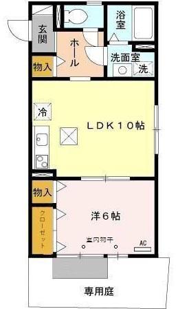 ヴィアーレ(1LDK/1階)の間取り写真