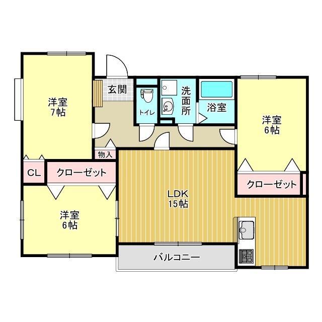 レアールコモド(3LDK/3階)の間取り写真