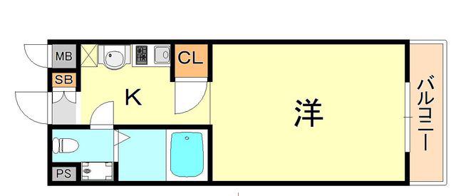 カーサ王塚台(ワンルーム/2階)の間取り写真