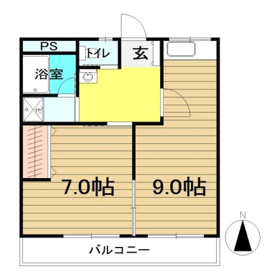 みなみハイツ柳沼(2DK/3階)の間取り写真