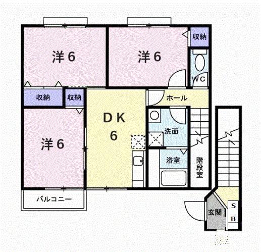 ルミエール(3DK/2階)の間取り写真