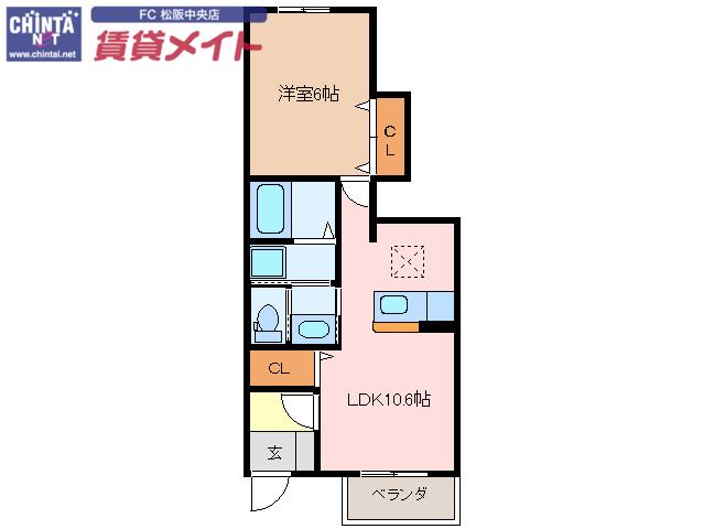 フェリーチェ A棟(1LDK/1階)の間取り写真