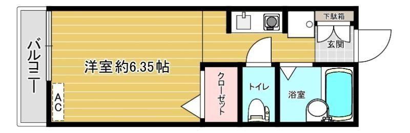 リファレンス胡録台B棟(ワンルーム/1階)の間取り写真