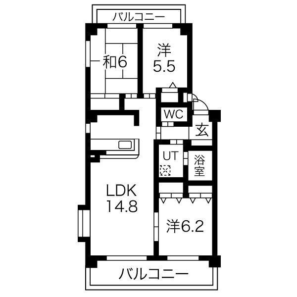 グリーンタウン宮地A(3LDK/3階)の間取り写真