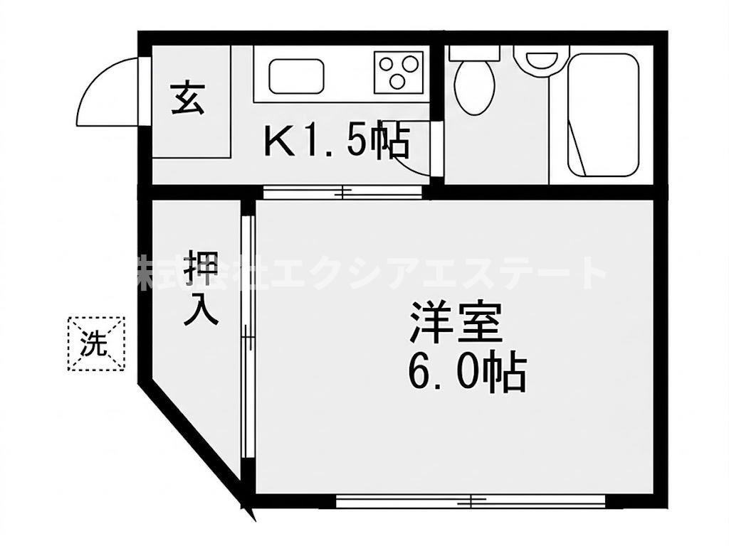 キャッスル中津(ワンルーム/4階)の間取り写真