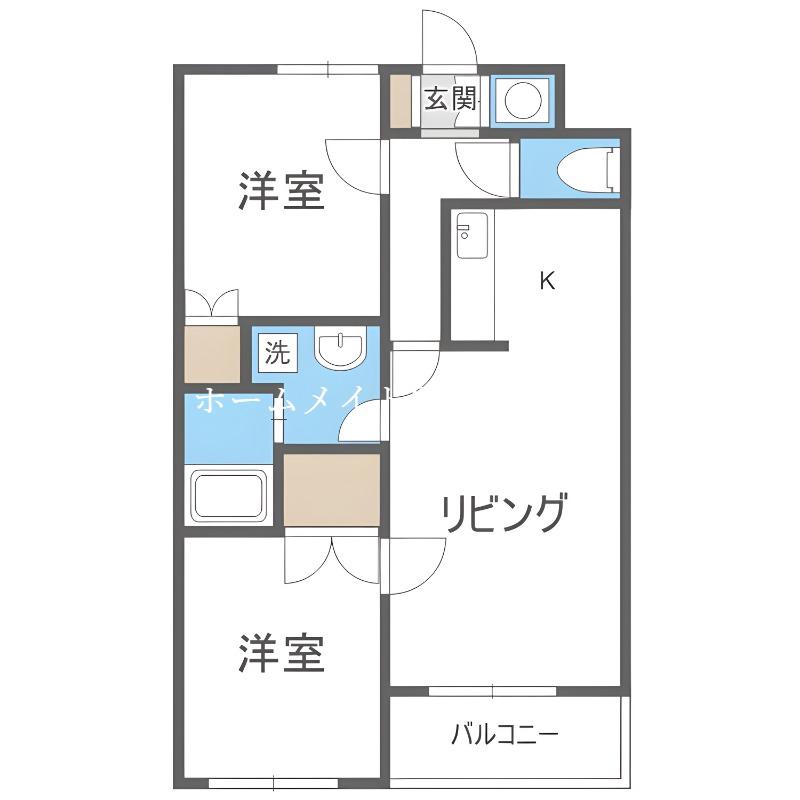 グリシーヌ41(2LDK/3階)の間取り写真