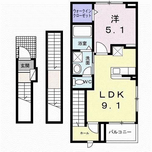 メゾン サブーリュ(1LDK/3階)の間取り写真