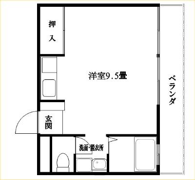 平川ステーションハイツ(ワンルーム/2階)の間取り写真