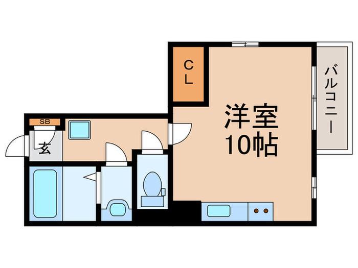 ロベリア枚方B棟(ワンルーム/2階)の間取り写真