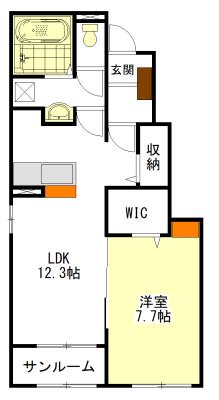 ヴィラ フェリシアI(1LDK/1階)の間取り写真