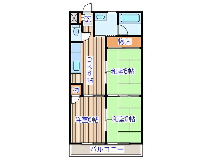 メルシーハイツ飯田K棟(3DK/2階)の間取り写真