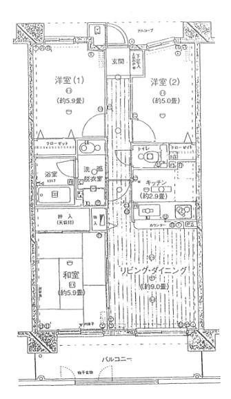 レックス川崎ピラーズコート(3LDK/10階)の間取り写真
