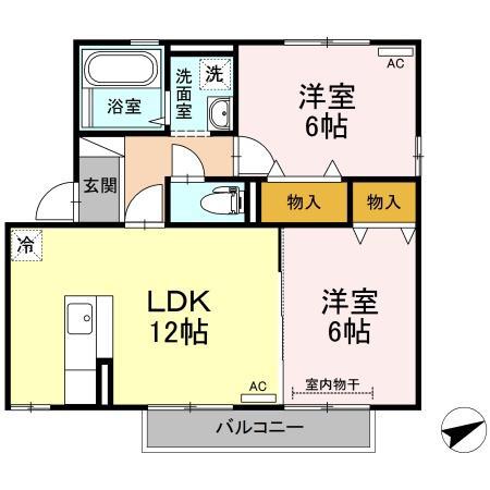 COZYHOUSEB(2LDK/1階)の間取り写真