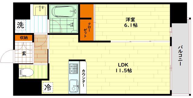 プレジオ城東(1LDK/10階)の間取り写真