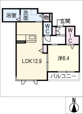 NAVEL北上ノ山(1LDK/2階)の間取り写真