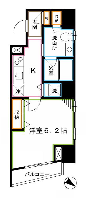 T-COURT2(1K/4階)の間取り写真