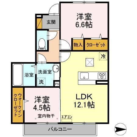 アヴェール(2LDK/1階)の間取り写真
