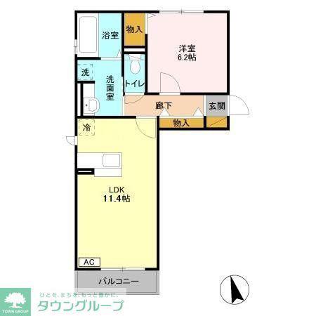 グレイス(1LDK/2階)の間取り写真