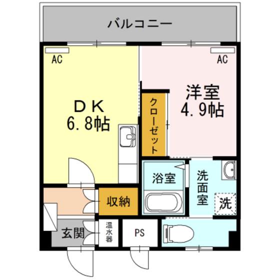 ベルハウス(1DK/3階)の間取り写真