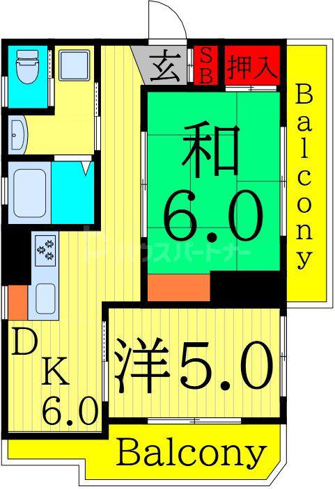 ハイツセントラル葛西(2LDK/4階)の間取り写真