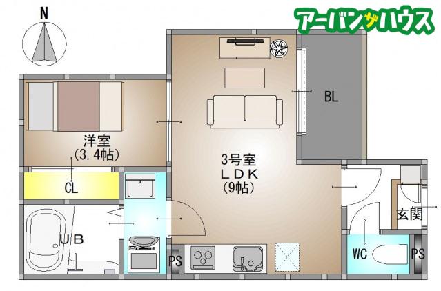 REGALEST RAY(1LDK/3階)の間取り写真