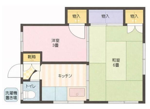 本浜荘(2K/2階)の間取り写真