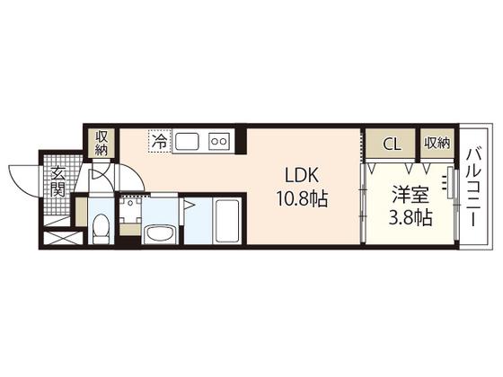 シエスタ河原町(1LDK/5階)の間取り写真