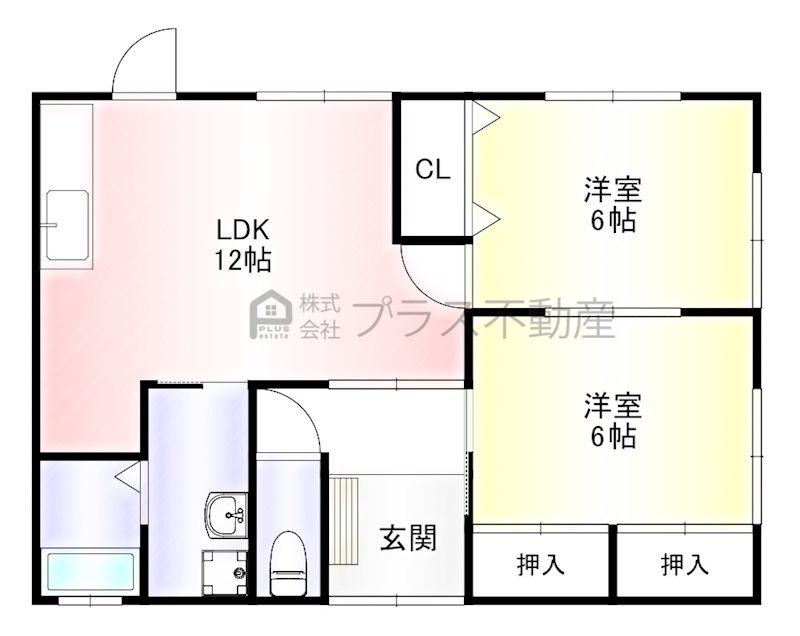 勝野アパート(2LDK/1階)の間取り写真