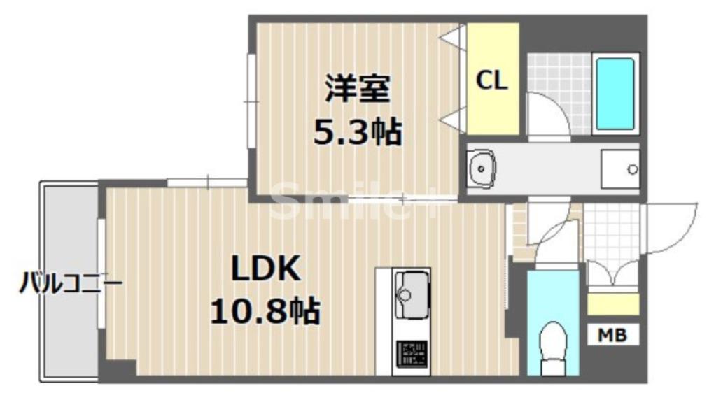 エスコパークヒルズ問屋町(1LDK/7階)の間取り写真