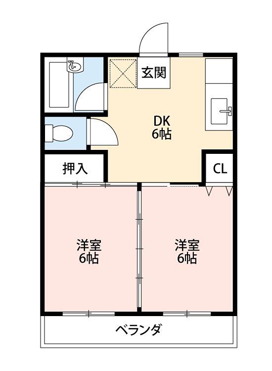 アルタスプラザ(2DK/4階)の間取り写真