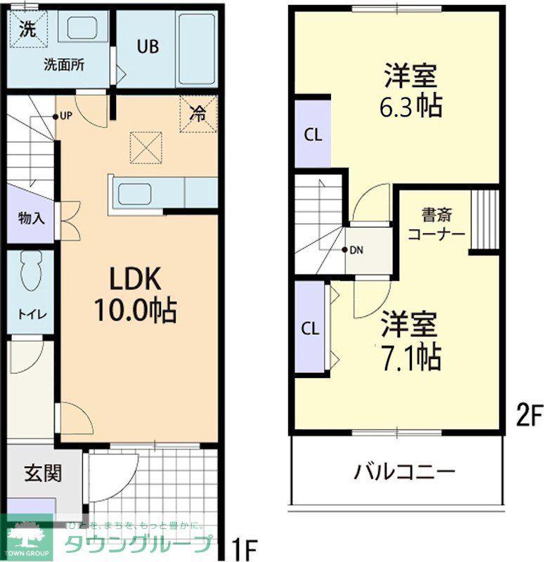 GRAN COURT 郷原(2LDK/2階)の間取り写真
