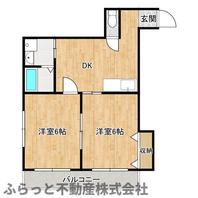 パークサイドビルマンション(2DK/3階)の間取り写真